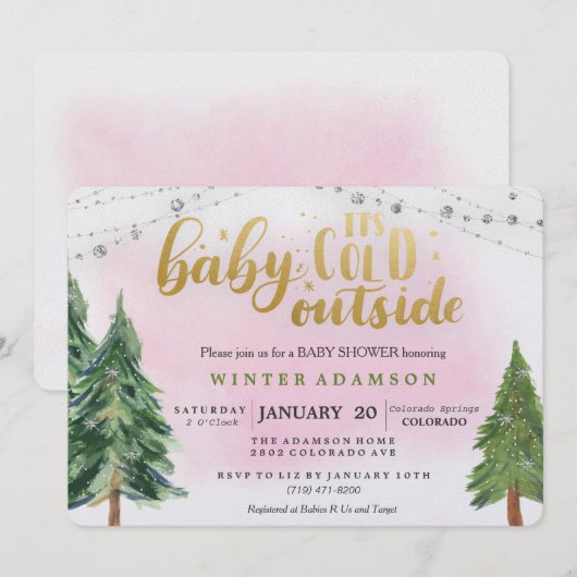 Invitation pour Baby Shower Bébé il fait froid deh (Devant / Derrière)