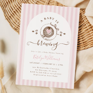 Invitation pour Baby Shower 'Bébé Rose est en trai