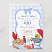 Invitation pour baby shower Blue Gingham Plaid Bab (Devant)