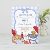 Invitation pour baby shower Blue Gingham Plaid Bab (Debout devant)