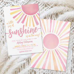 Invitation pour Baby Shower Bohème Soleil Rose