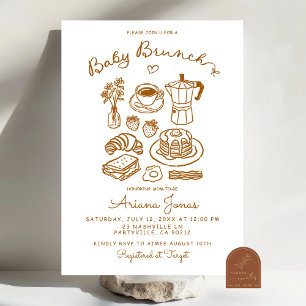 Invitation pour Baby Shower Brunch Dessinée à la M