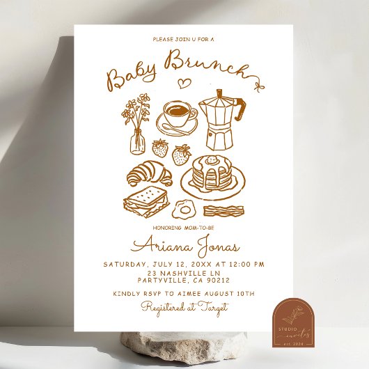 Invitation pour Baby Shower Brunch Dessinée à la M