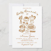 Invitation pour Baby Shower Brunch Dessinée à la M (Devant)