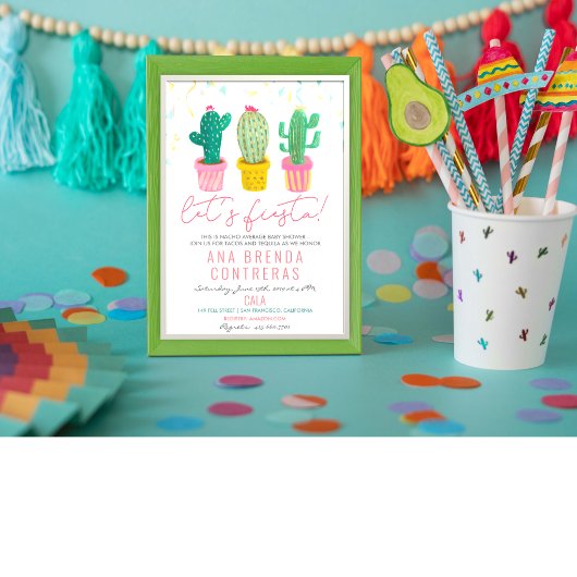 Invitation pour Baby Shower Cactus Fiesta