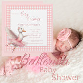 Invitation pour Baby Shower Canard Ballerine Rose