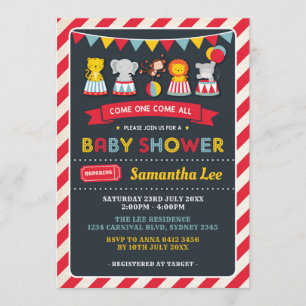 Invitation pour Baby Shower Carnaval Rétro avec An