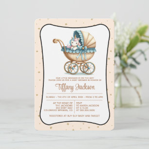 Invitation pour Baby Shower Carrosse Licorne