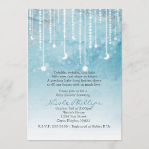 Invitation pour Baby Shower Céleste Lune et Étoile