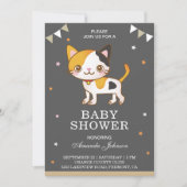Invitation pour Baby Shower 'Chaton Mignon' (Devant)