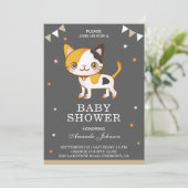 Invitation pour Baby Shower 'Chaton Mignon' (Debout devant)