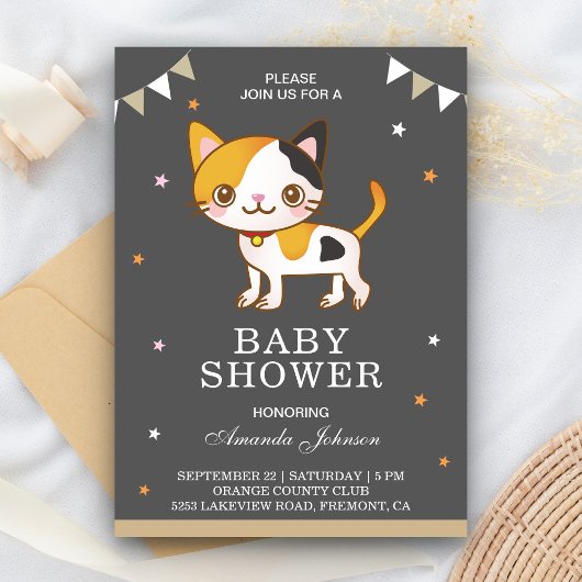 Invitation pour Baby Shower 'Chaton Mignon'