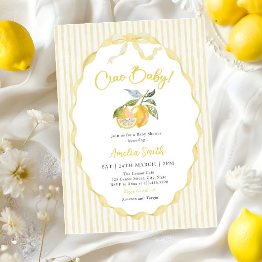 Invitation pour Baby Shower Citron Bébé Ciao