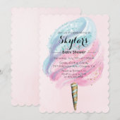 Invitation pour Baby Shower Cotton Candy (Devant / Derrière)