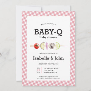 Invitation pour Baby Shower Couple Pink BabyQ