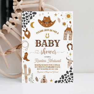 Invitation pour Baby Shower Cowboy Rodeo Garçon We