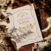 Invitation pour Baby Shower Cowgirl à rayure rose