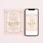 Invitation pour Baby Shower Cowgirl à rayure rose