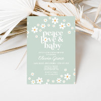 Invitation pour Baby Shower Daisy Paix Amour Bébé