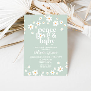 Invitation pour Baby Shower Daisy Paix Amour Bébé