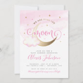 Invitation pour Baby Shower "Dans la Lune" (Devant)