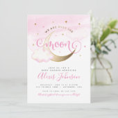 Invitation pour Baby Shower "Dans la Lune" (Debout devant)