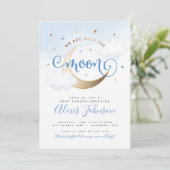 Invitation pour Baby Shower "Dans la Lune" (Debout devant)