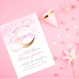 Invitation pour Baby Shower "Dans la Lune"