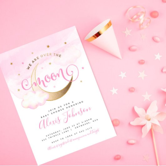 Invitation pour Baby Shower "Dans la Lune"