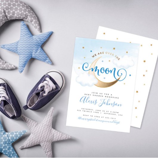 Invitation pour Baby Shower "Dans la Lune"