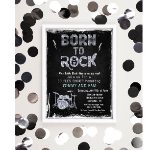 Invitation pour Baby Shower de Bébé Star du Rock N