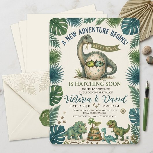 Invitation pour Baby Shower de Dinosaure de la Jun