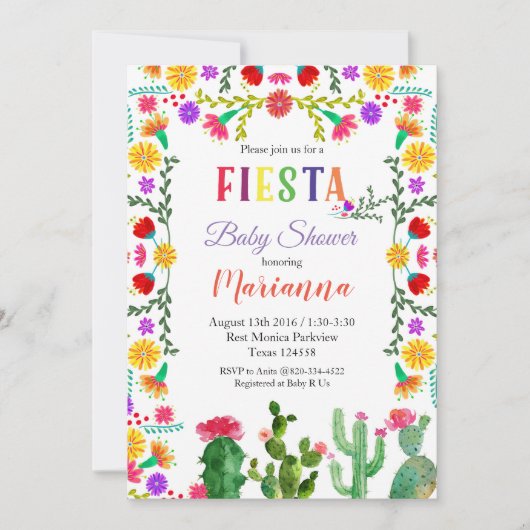 Invitation pour Baby Shower de Fiesta mexicaine Ci (Devant)