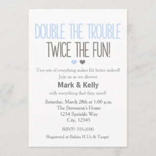 Invitation pour Baby Shower de jumeaux avec deux f