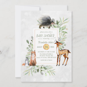 Invitation pour Baby Shower de la Forêt Verte Bois