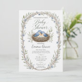 Invitation pour Baby Shower de Mésanges bleues de (Debout devant)