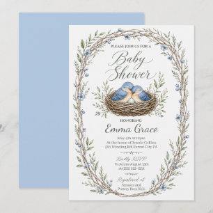 Invitation pour Baby Shower de Mésanges bleues de