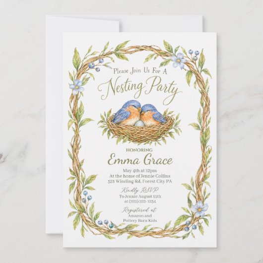 Invitation pour Baby Shower de Mésanges bleues de (Devant)