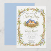 Invitation pour Baby Shower de Mésanges bleues de (Devant / Derrière)