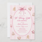 Invitation pour Baby Shower de Noël Rose (Devant)