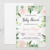 Invitation pour Baby Shower de Succulente Rose (Devant / Derrière)