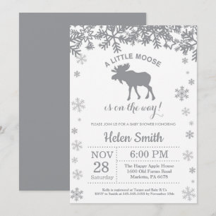 Invitation pour Baby Shower d'hiver de bébé élan f