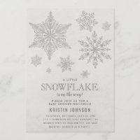 Invitation pour Baby Shower d'hiver flocon de neig