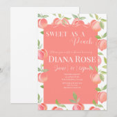 Invitation pour Baby Shower Douce comme une Pêche (Devant / Derrière)