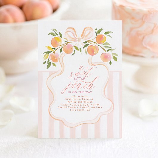 Invitation pour Baby Shower "Douce Petite Pêche"