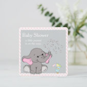 Invitation pour Baby Shower Éléphant Bébé Adorable (Debout devant)