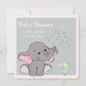 Invitation pour Baby Shower Éléphant Bébé Adorable (Devant)