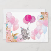 Invitation pour Baby Shower Éléphant Bébé Fille (Dos)