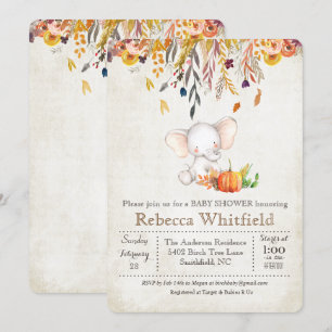 Invitation pour Baby Shower Éléphant d'Automne Cit