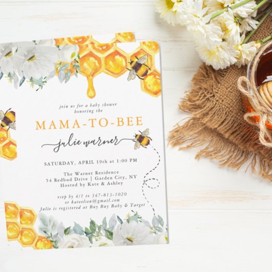 Invitation pour Baby Shower en forme d'Abeille à M